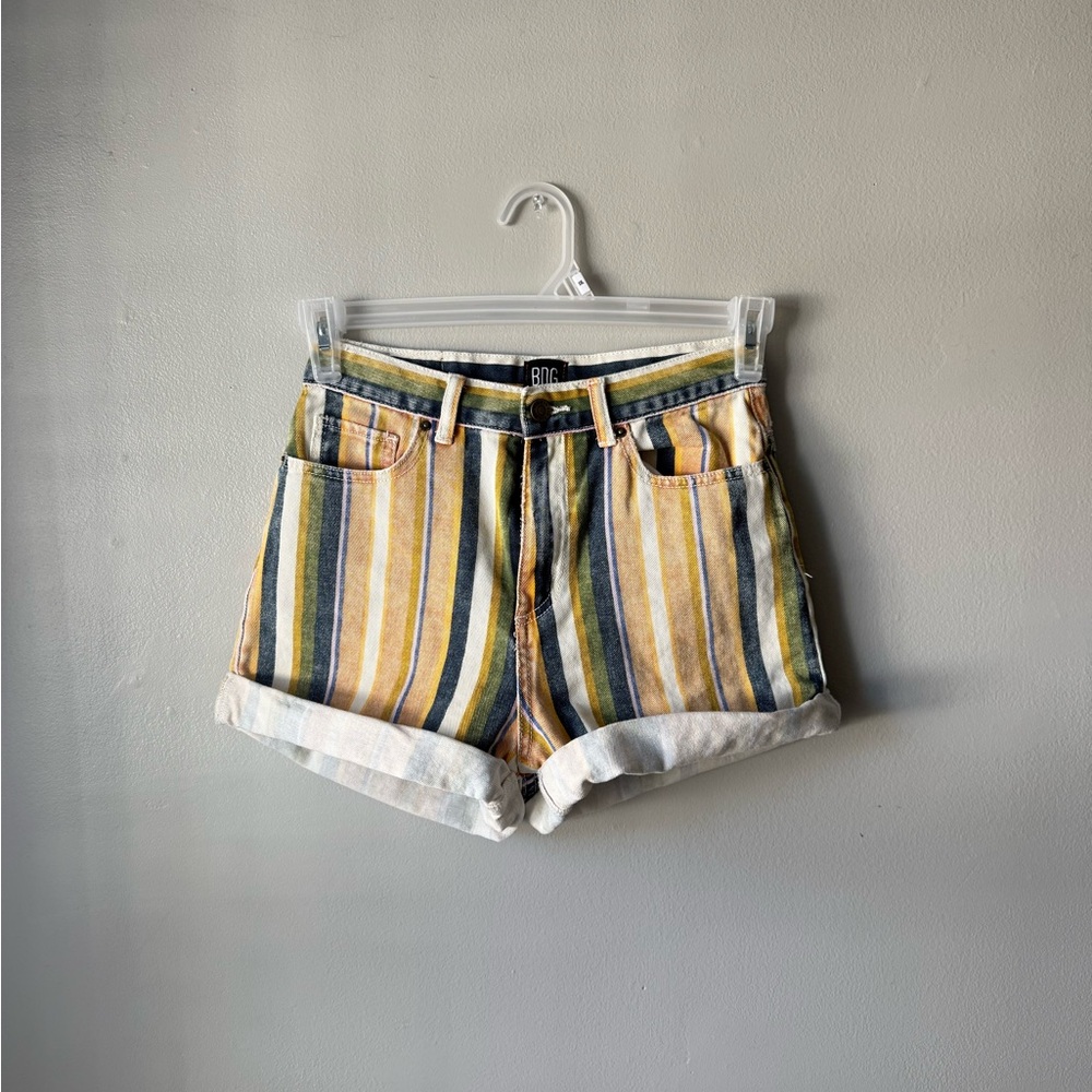 Urban Outfitters Mom High-Rise Denim Shorts | Size 26 | Multicolor Striped
